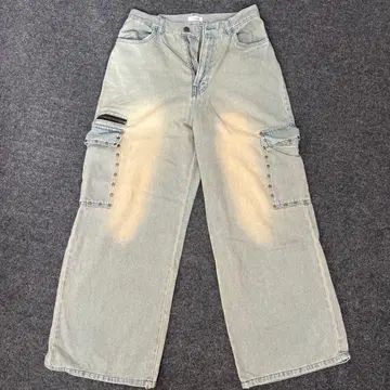 옅은 블루 카고 팬츠 와이드 레그