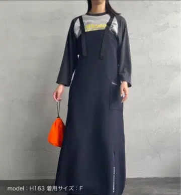 사우전드마일 허니콤 니트 오버롤 스커트 롱 원피스