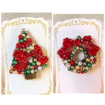 [561] Xmas 세트 비즈 자수 브로치 핸드메이드
