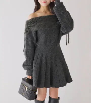 oneafteranotherNICECLAUP 오프숄더 니트 원피스
