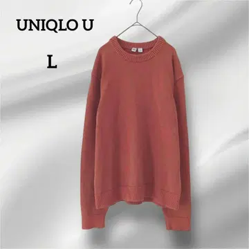 유니클로 U 긴팔 스웨터 오렌지 크루넥 코튼 L