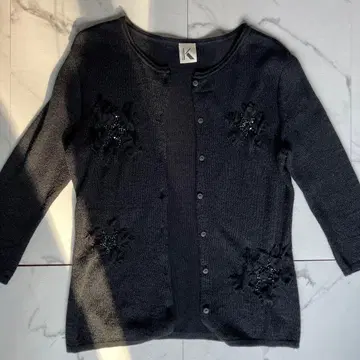 KRIZIA 비즈 장식 블랙 가디건 40