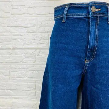 ZARA 데님 와이드 팬츠 플레어 컷오프 인디고 [ 1879-19 ]