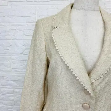 페루 트위드 페플럼 자켓 레이스 발표회 베이지 [ 1660-19