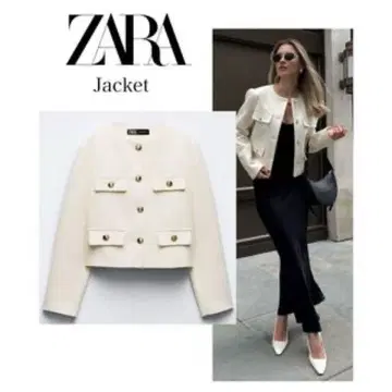 ZARA 플랩 크롭 자켓 에크루