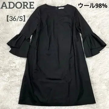 ADORE [36/S] 울 98% A라인 원피스 변형 플레어 소매