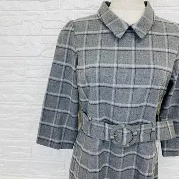 레이디 아젤 S 체크 무늬 원피스 벨트 포함 그레이 [ 1613-19 ]