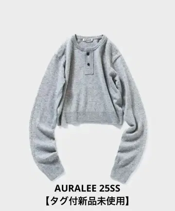[ 미사용 새상품 ] AURALEE 25SS 그레이 헨리넥 니트 1