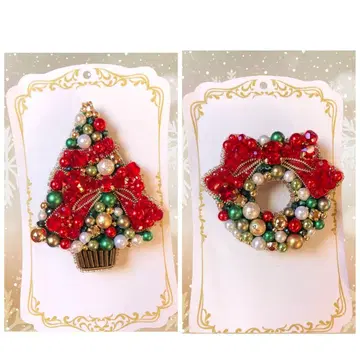 [561] Xmas 세트 비즈 자수 브로치 핸드메이드