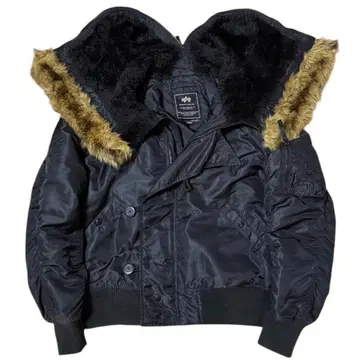 ALPHA 에코 퍼 모델 N-2B 짧은 기장 플라이트 자켓 L 블랙