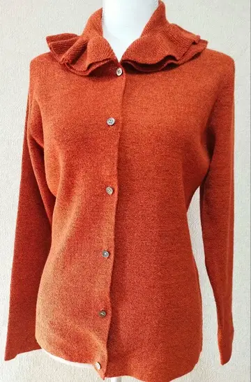 WHITE ITARIYARD 오렌지 프릴 옷깃 가디건 F