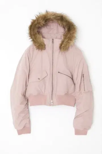 퍼 달린 핑크 크롭 다운 자켓
