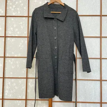 그레이 울 혼방 롱 코트