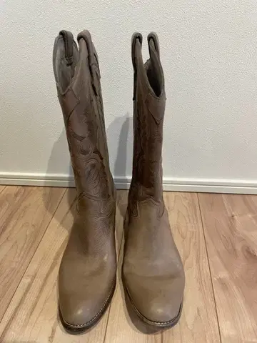 사토레 베이지 가죽 웨스턴 부츠 카키 천연 가죽 37.5 24cm