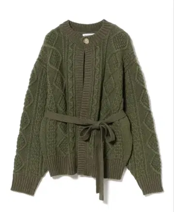 BEAMS BOY 빔즈 보이 카키 3 게이지 아란 가디건