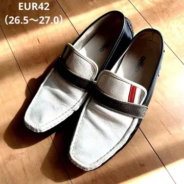 TOP SEVEN 가죽 로퍼 화이트/블랙 26.5~27.0