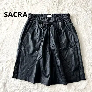 새상품급 SACRA 사쿠라 23AW 인조 가죽 숏 팬츠 블랙