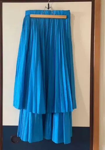 1er arrondissement 블루 플리츠 롱 스커트