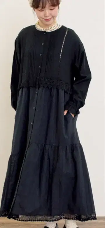 사만사 모스모스 택 포함 새상품 레이스 패치워크 원피스 블랙