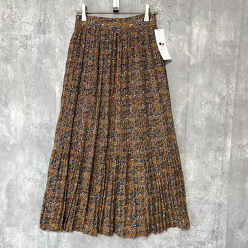 미사용 새상품 a.v.v 미니 꽃무늬 플리츠 롱 스커트 허리 고무 깔끔한