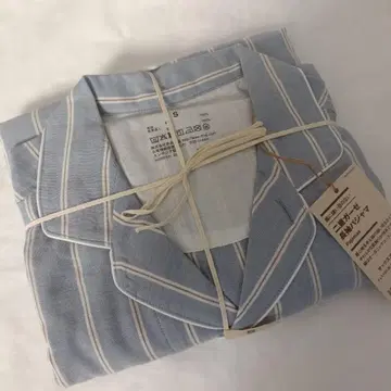 무인양품 남성용 겨드랑이에 솔기가 없는 이중 거즈 긴팔 파자마 S