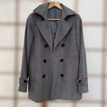 그레이 더블 브레스트 피 코트