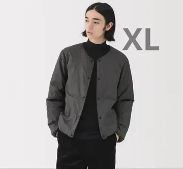 무인양품 신사 경량 다운 포켓터블 노카라 자켓 다크 그레이