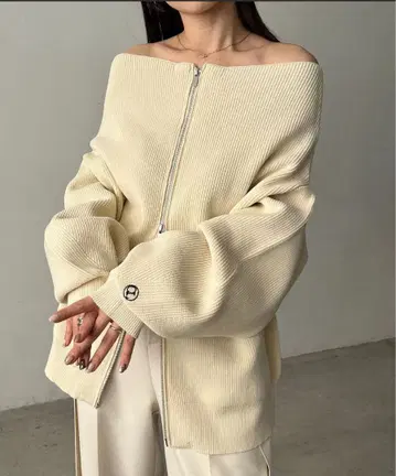 CAPRICIEUX LE'MAGE W 지퍼 보트넥 니트