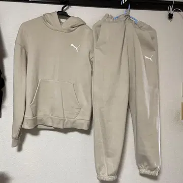 PUMA 베이지 후디 스웨트 팬츠 세트