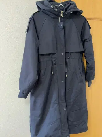 네이비 다운 자켓 롱 코트