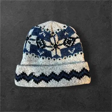 페어아일 패턴 니트 모자 프리 사이즈 USA제