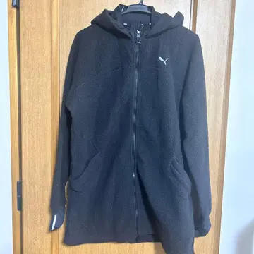 PUMA 롱 플리스 후드티 블랙