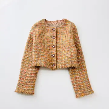 릴리 브라운 오렌지 브라운 트위드 자켓