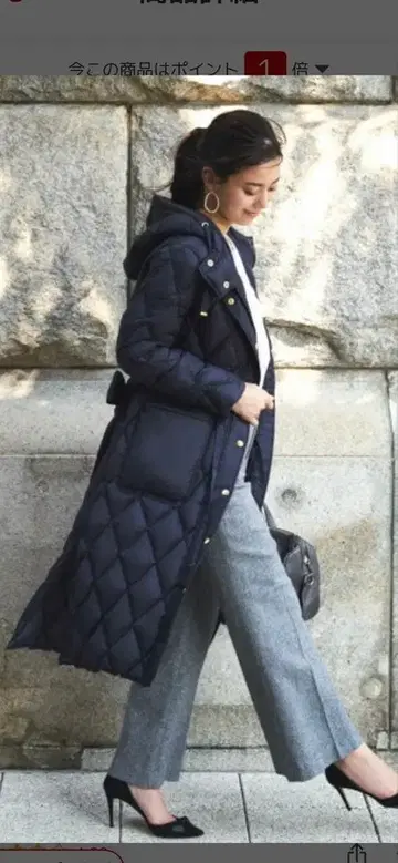 RUIRUE BOUTIQUE 네이비 퀼팅 다운 자켓