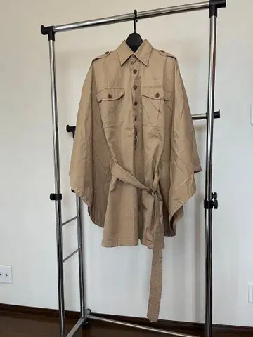 POLO 베이지 판초 케이프 코트 벨트 가을 겨울 미니 스커트 겉옷
