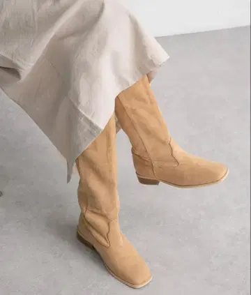 KBF 베이지 스웨이드풍 롱 부츠 37