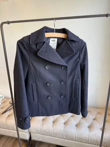 Mat 블랙 울 혼방 피 코트