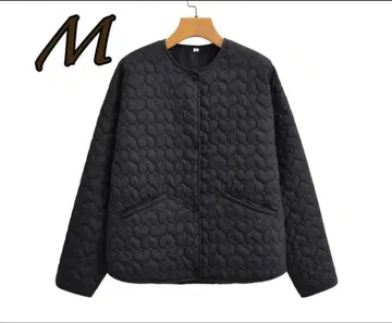 하트 무늬 퀼팅 자켓 블랙 M 사이즈 아우터 코튼 코트