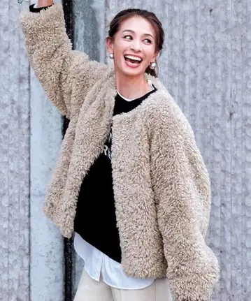 앙피로 에코 퍼 노카라 자켓 그레이지 M