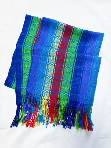 새상품급 볼리비아 구매 컬러풀 직물 스톨 머플러 민예 민예품 인테리어