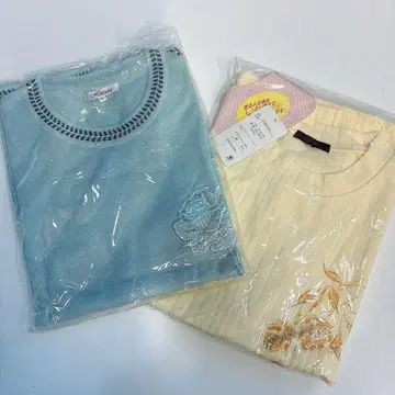 택 포함 미사용 새상품 7부 소매 티셔츠 2세트