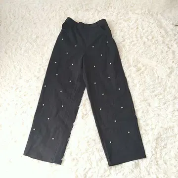 ehka sopo 펄 장식 허리밴딩 이지 캐주얼 팬츠 F 블랙