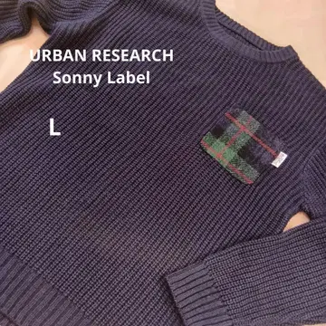 어반 리서치 서니 레이블 풀오버 스웨터 포켓 포함 L 네이비