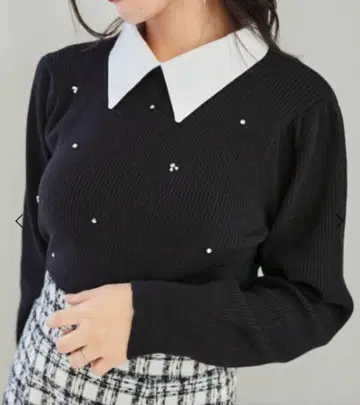 새상품급 MAJESTIC LEGON 2way 카라 부착 비쥬 리브 니트