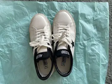 컨버스 올스타 가죽 화이트/블랙 스니커즈 24.5