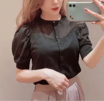 스파클 시어 하프 슬리브 가디건