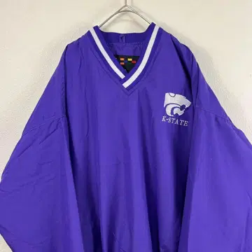 USA 구제 의류 00s 나일론 풀오버 나일론 자켓 자수 보라색