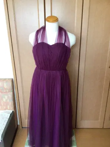 퍼플 튤 드레스 하트넥