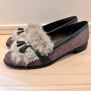 미사용 DIANA 다이애나 퍼 로퍼 펌프스 브라운 23cm