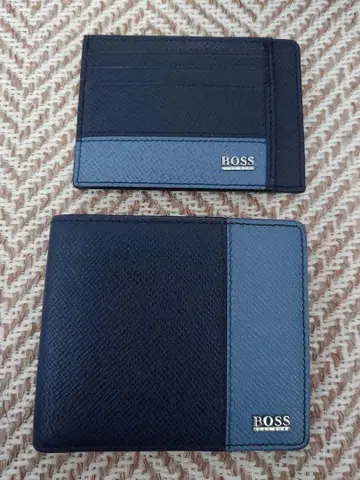 HUGO BOSS 접이식 지갑 카드 케이스 블루 투톤 컬러 세트